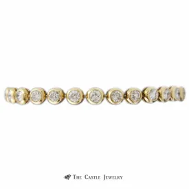 Bezel Set 7cttw Round Diamond Tennis Bracelet 7.5 Inches in 14K Yellow Gold