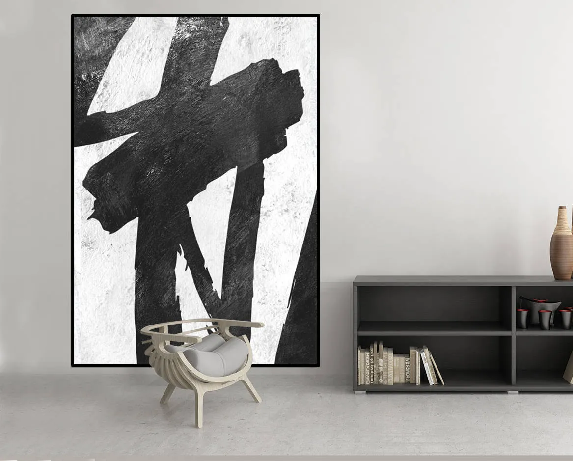 Black and White Wall Art Painting Abstract Contemporary Painting Fp023