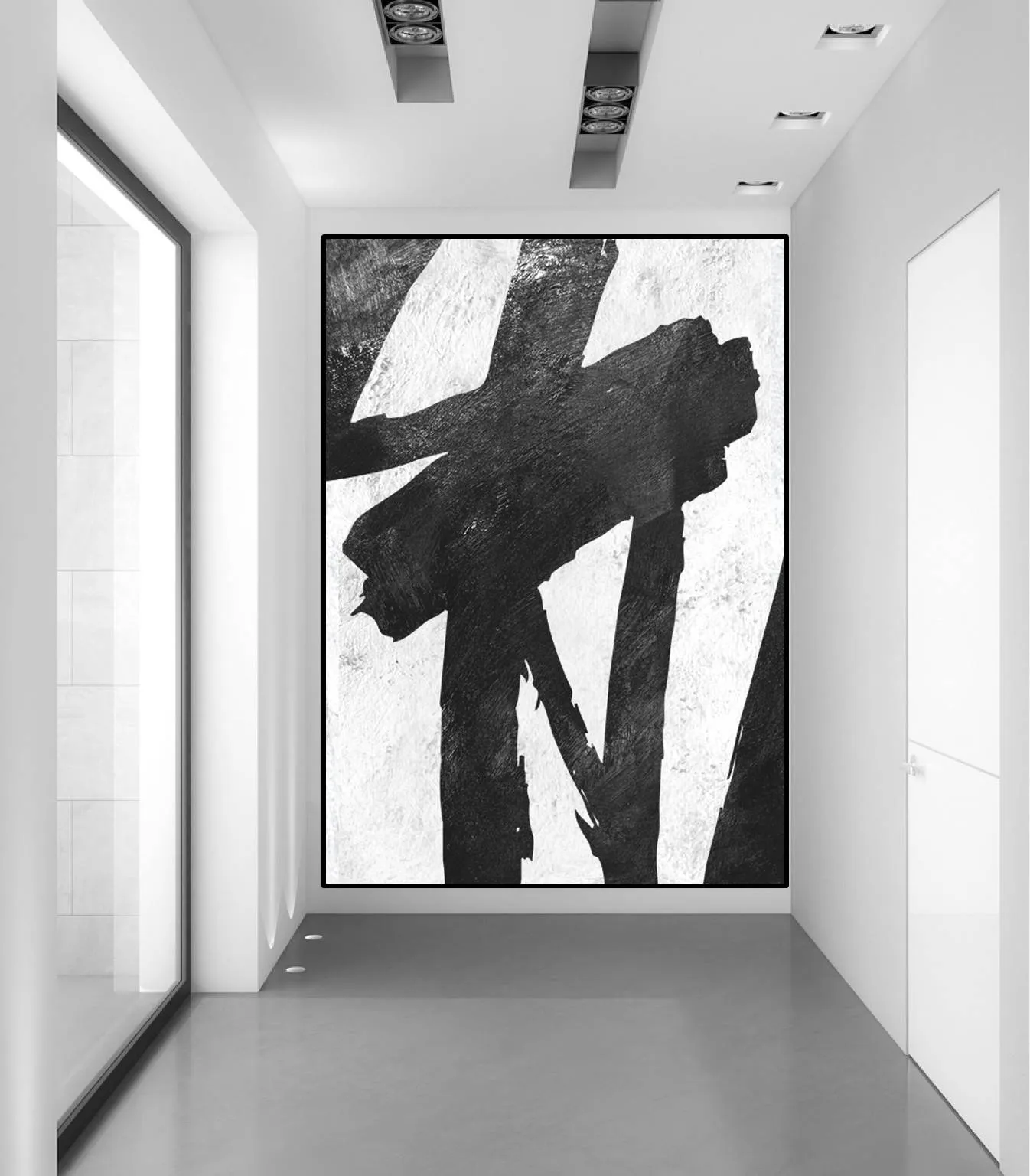 Black and White Wall Art Painting Abstract Contemporary Painting Fp023