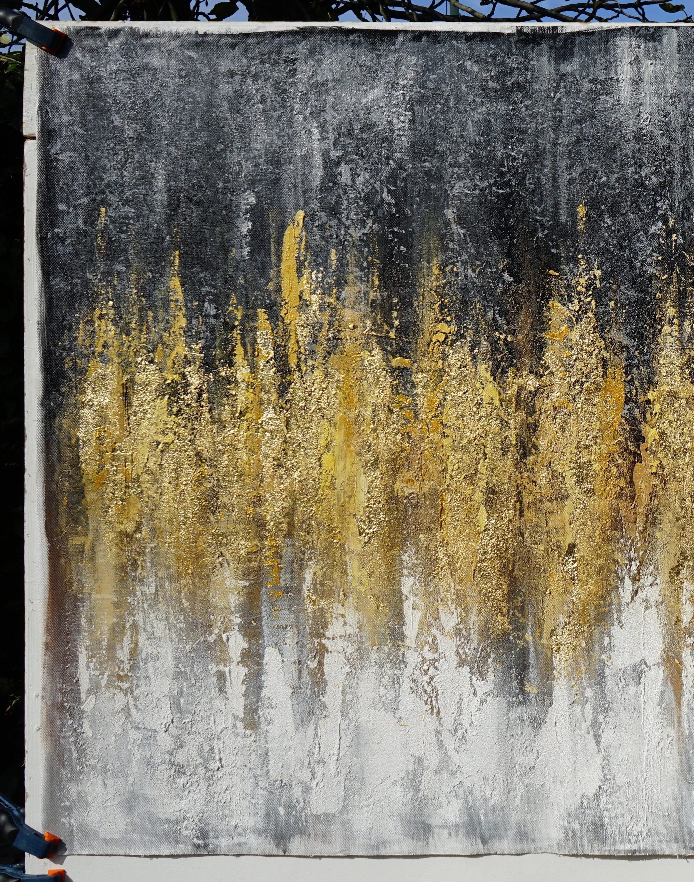 Black Gold Artwork Extra Large Panoramic Textured Abstract Painting Ap060