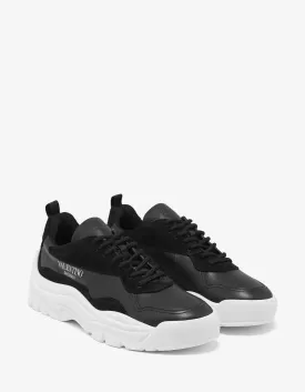 Black Gumboy Calf & Suede Leather Trainers