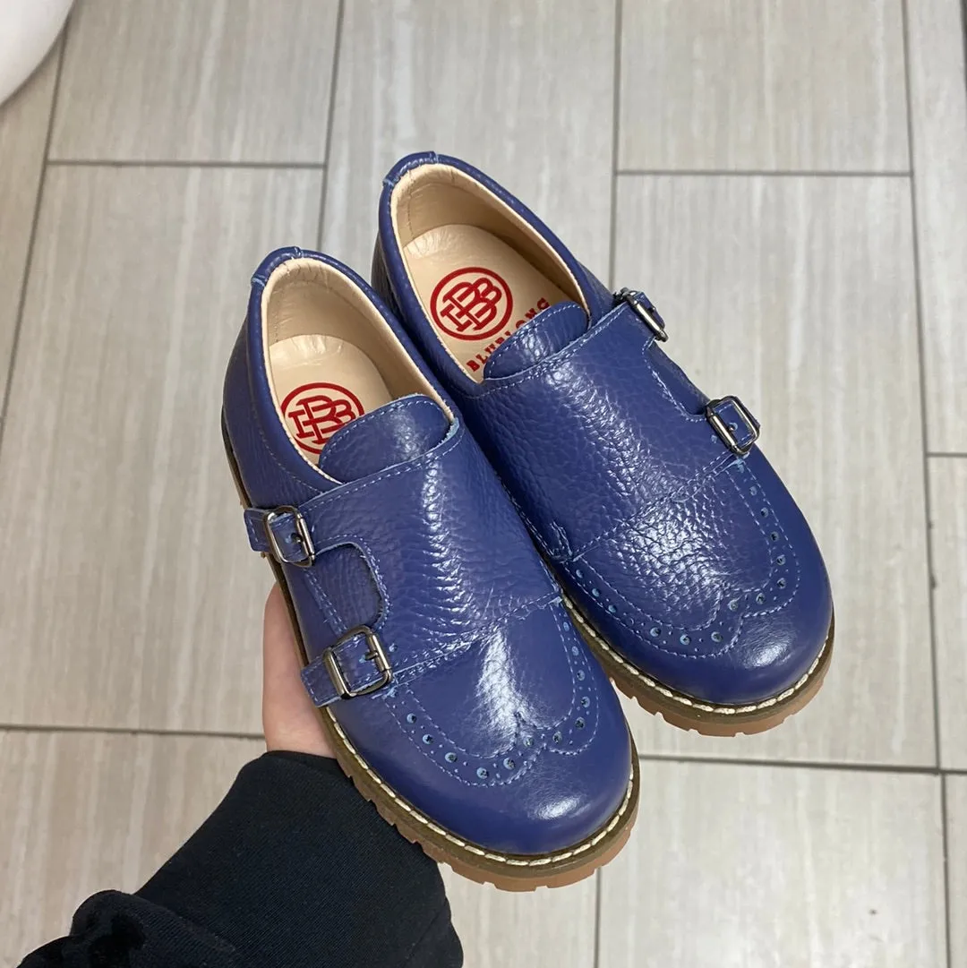 Blublonc Royal Blue Double Monk Wingtip Shoe