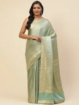 Brocade Zari Booti Satin Woven Saree