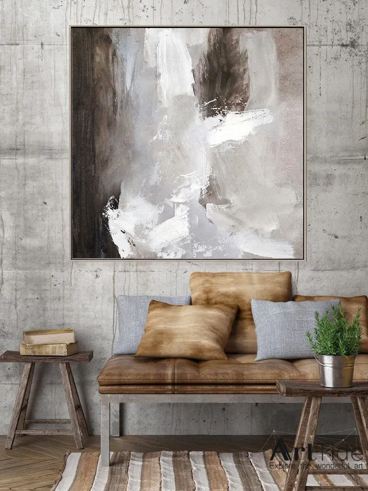 Brown Painting Gray And White Abstract Painting Dine Room Wall Art Ap011