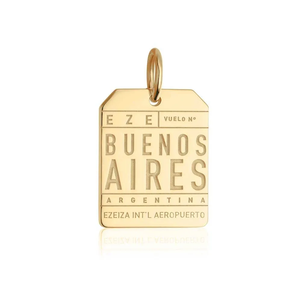 Buenos Aires Argentina EZE Luggage Tag Charm Solid Gold