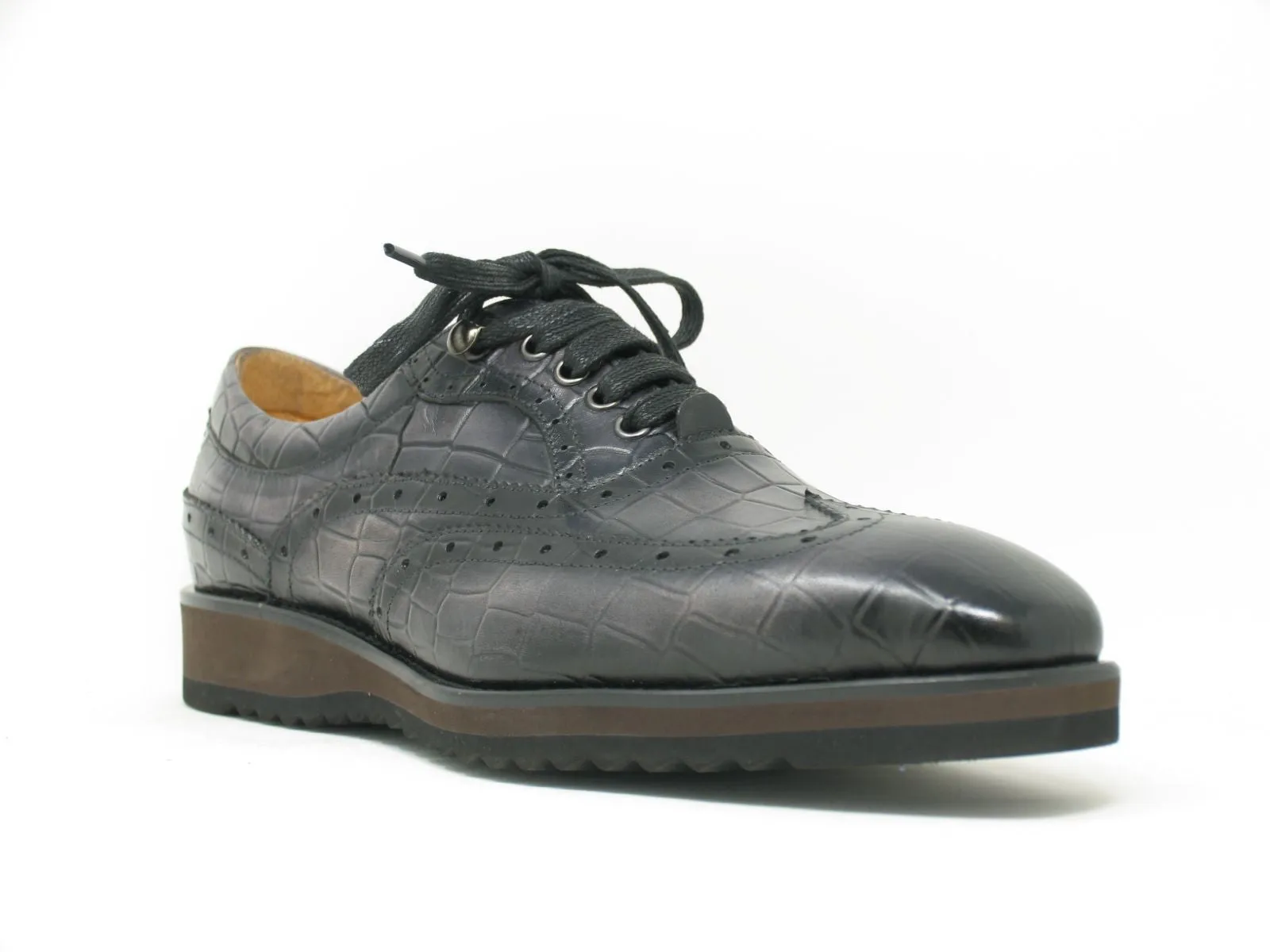 Calfskin Lace-Up Oxford Grey