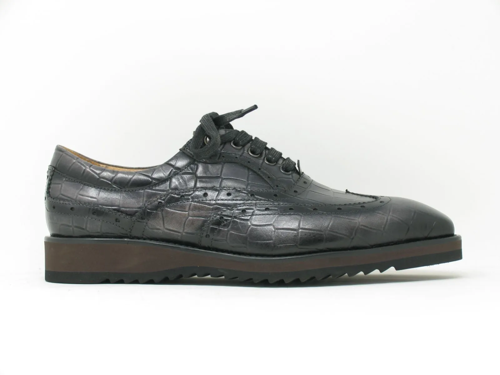 Calfskin Lace-Up Oxford Grey