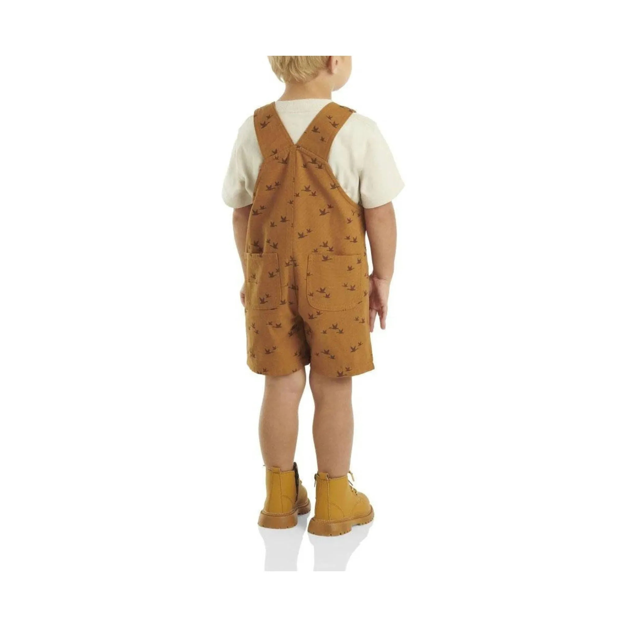 Carhartt Boys' Toddler Short Sleeve T Shirt And Canvas Print Shortall Set - Carhartt Brown