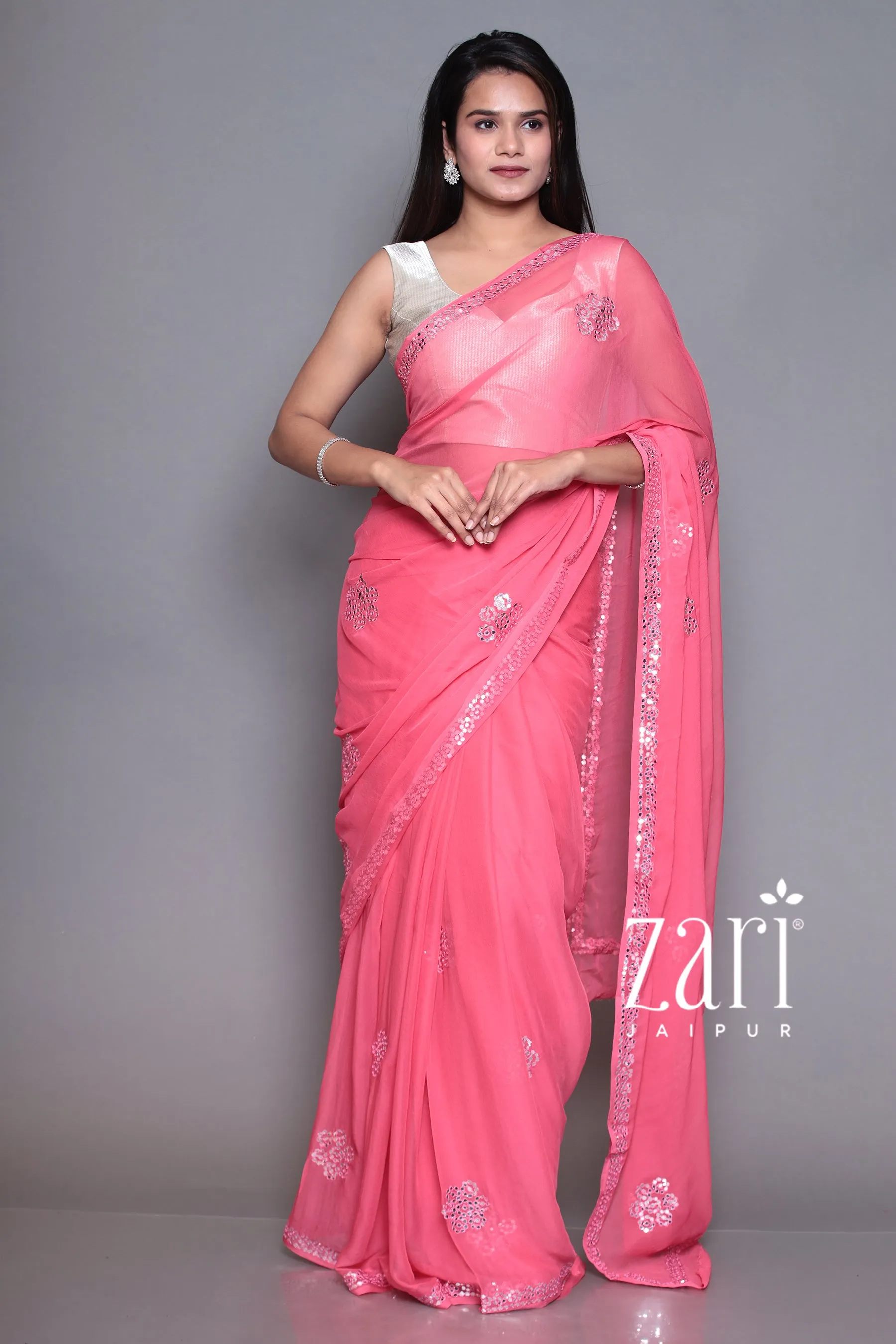 Chiffon Saree with Foil work.