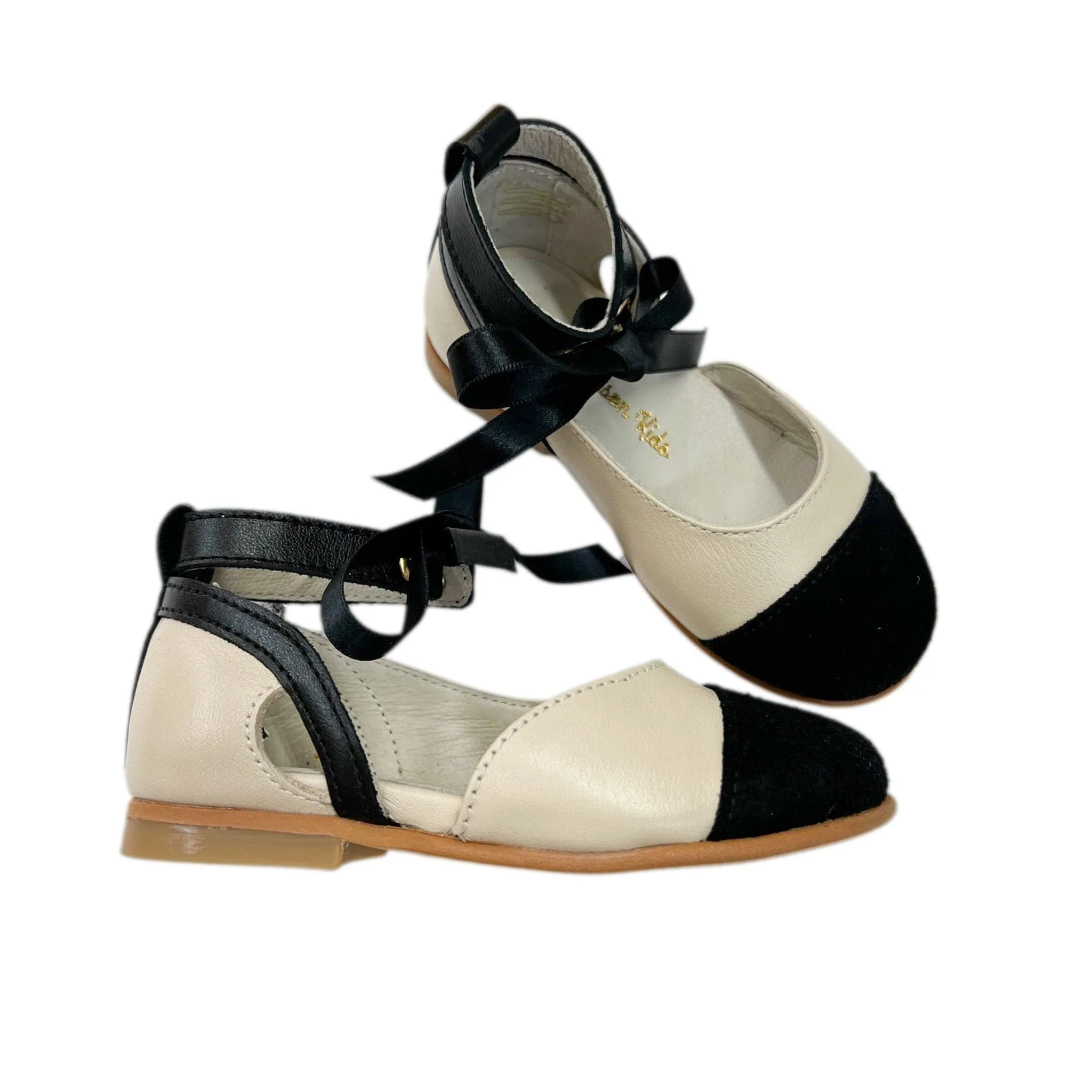 Coco Beige and Black Leather Sandals