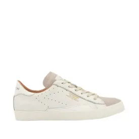 Cracked Leather and Suede Sneaker - White