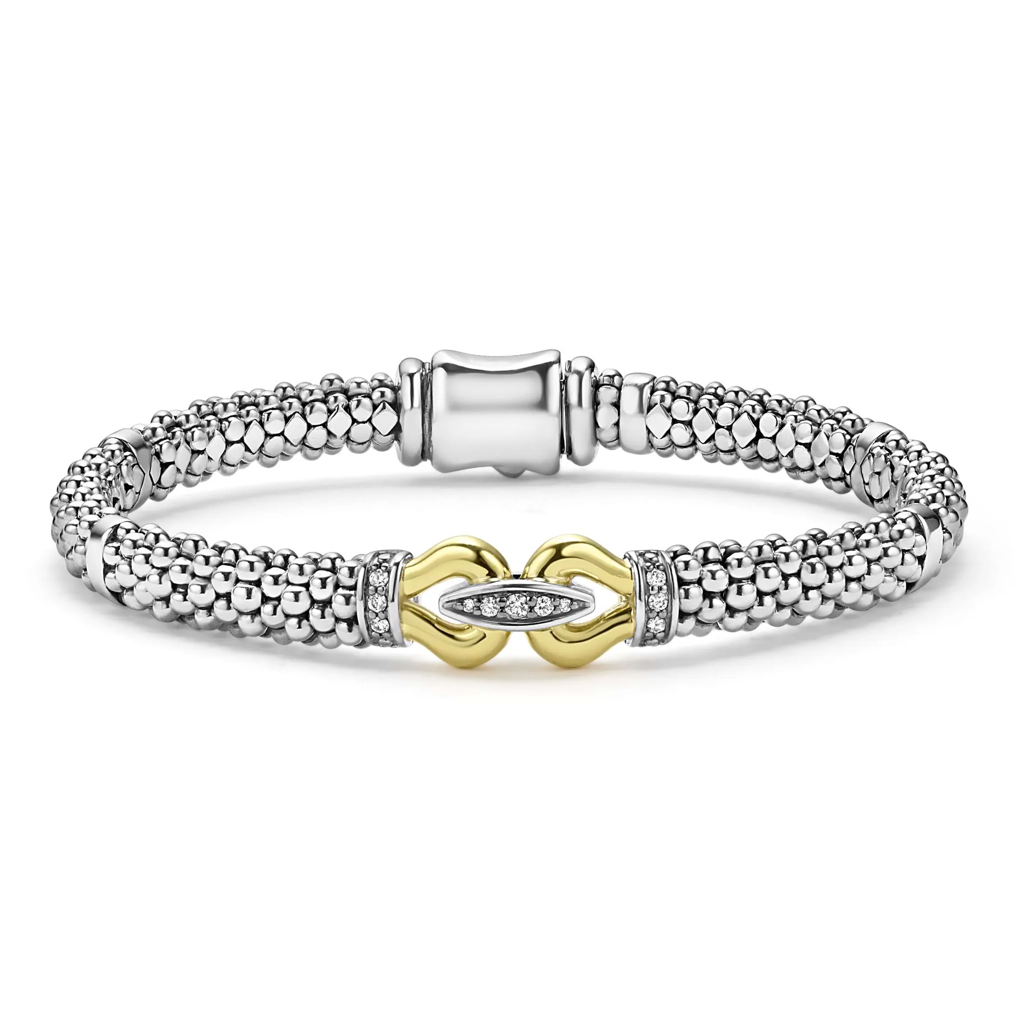 Derby Two-Tone Caviar Buckle Diamond Bracelet | 6mm