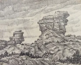 Desert Rock Landscape Drawing By Simon Michael