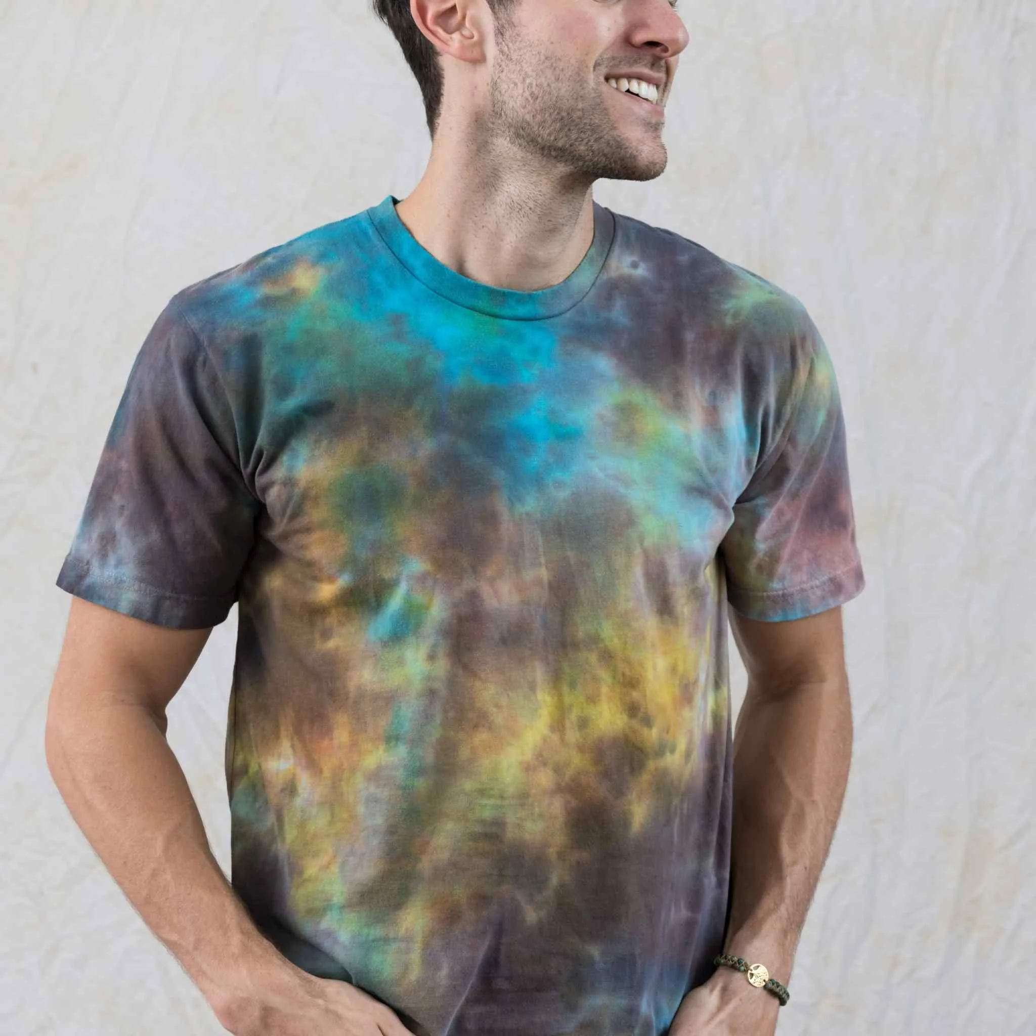 Desert Rust Yellow and Turquoise Tie Dye T-Shirt Unisex Cotton Tee