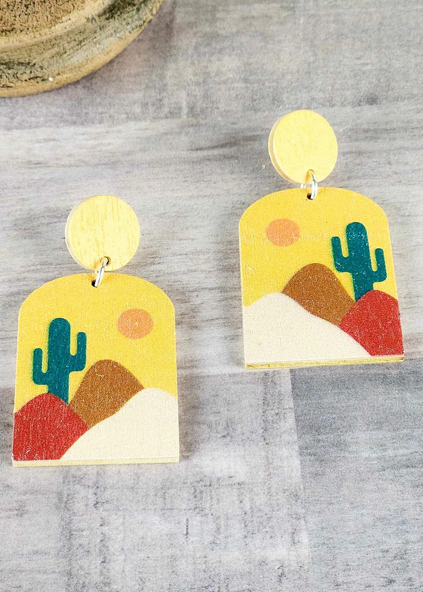 Desert Scenery Wood Earrings