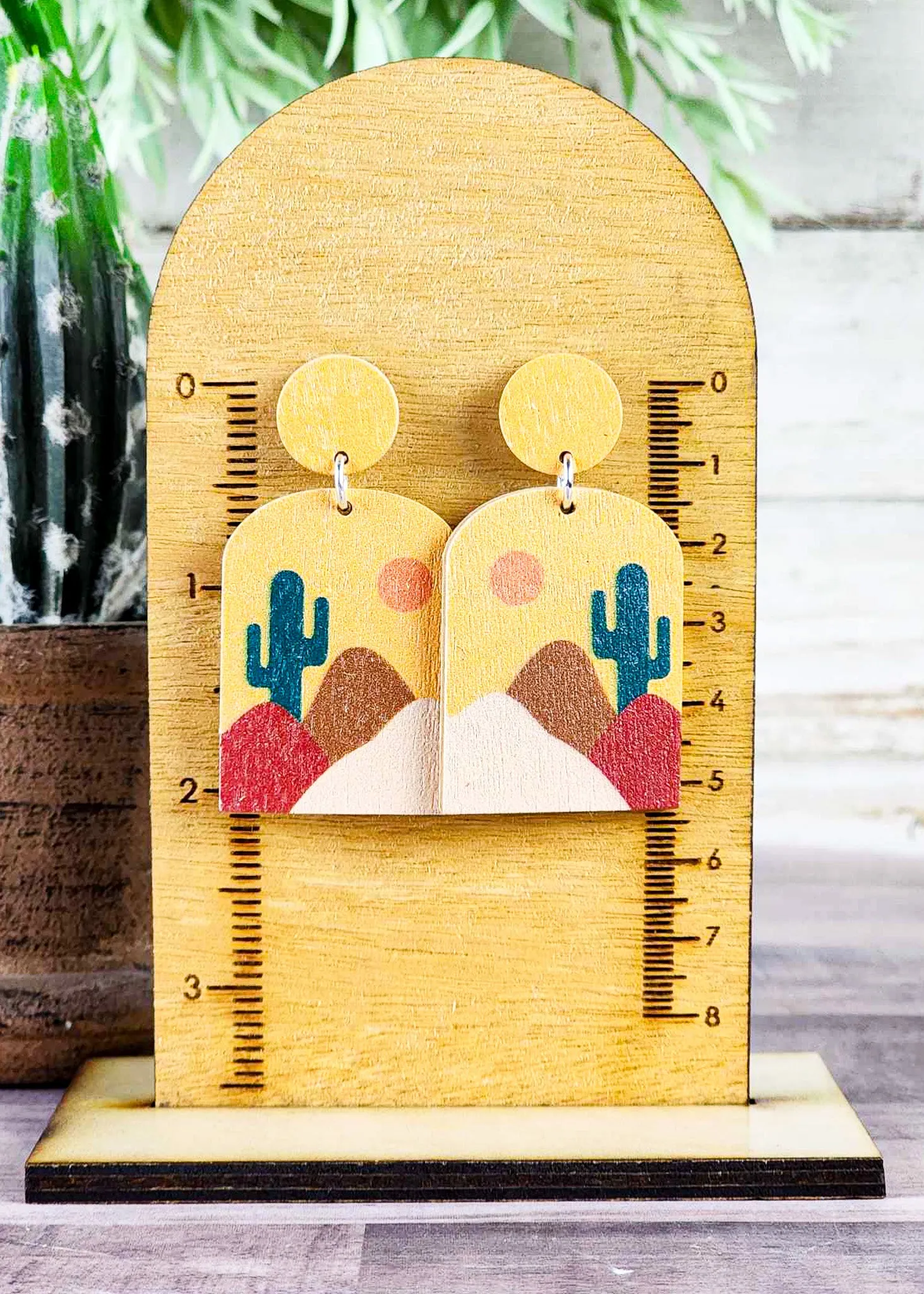 Desert Scenery Wood Earrings