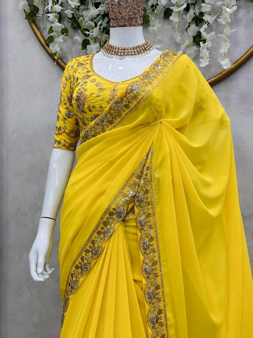 Designer Yellow Wedding Saree