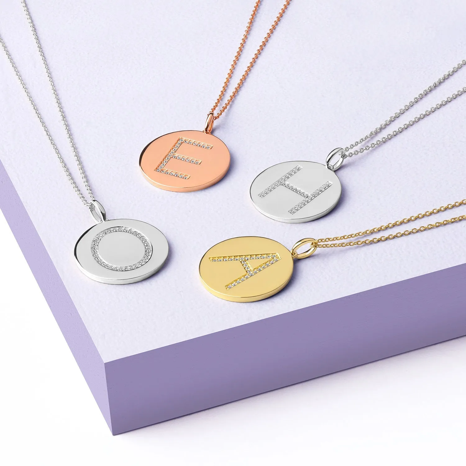 Diamond Initial Disc Necklace