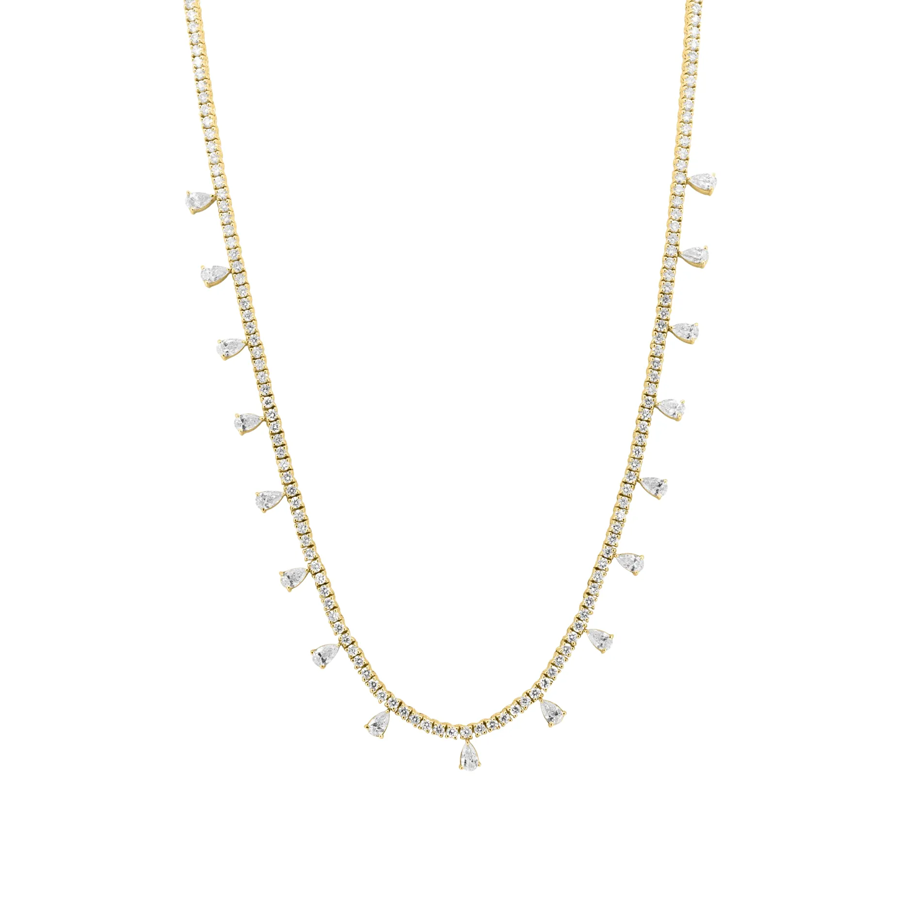 Diamond Tennis Necklace with Perfect Pear Accents