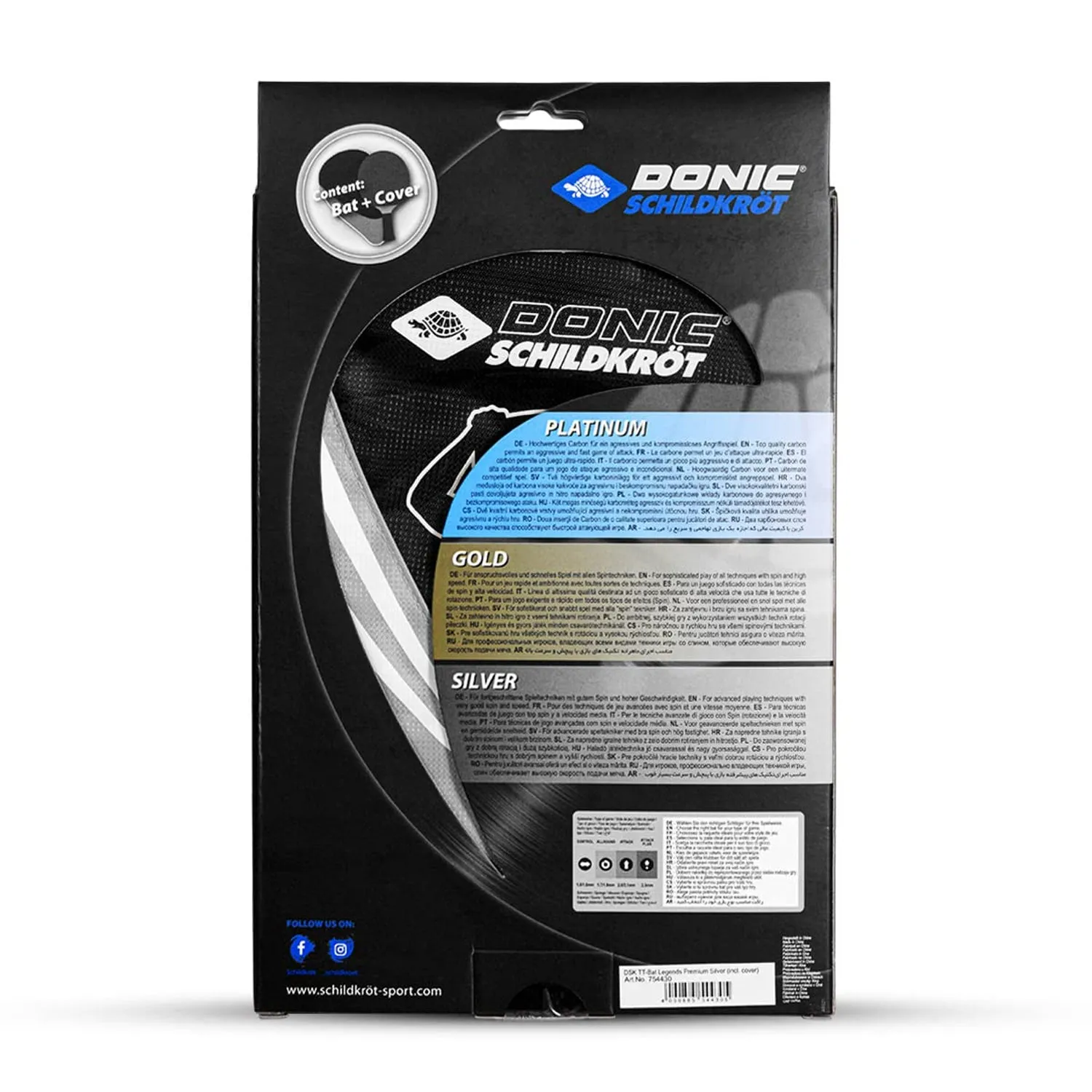 Donic Legends Silver Table Tennis Bat with Cover