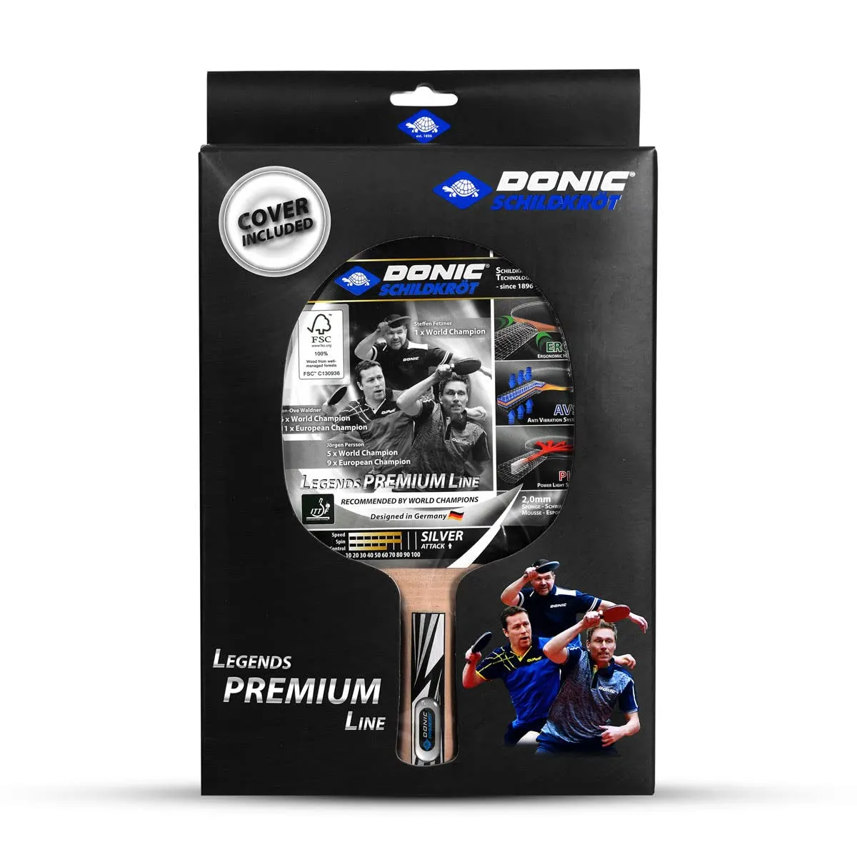 Donic Legends Silver Table Tennis Bat with Cover