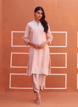 Dori Work Pink Long Kurta