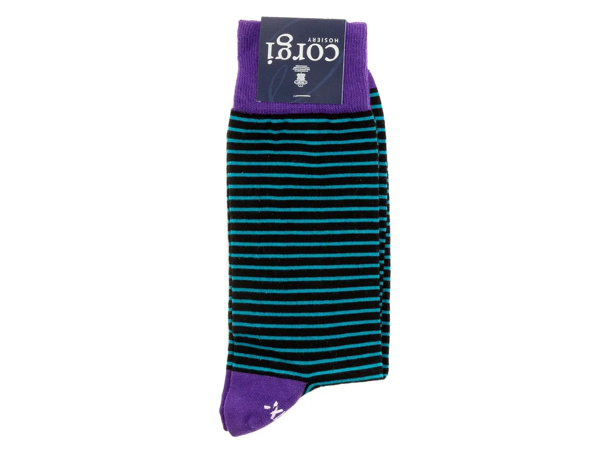 Fine Striped Socks Purple Teal