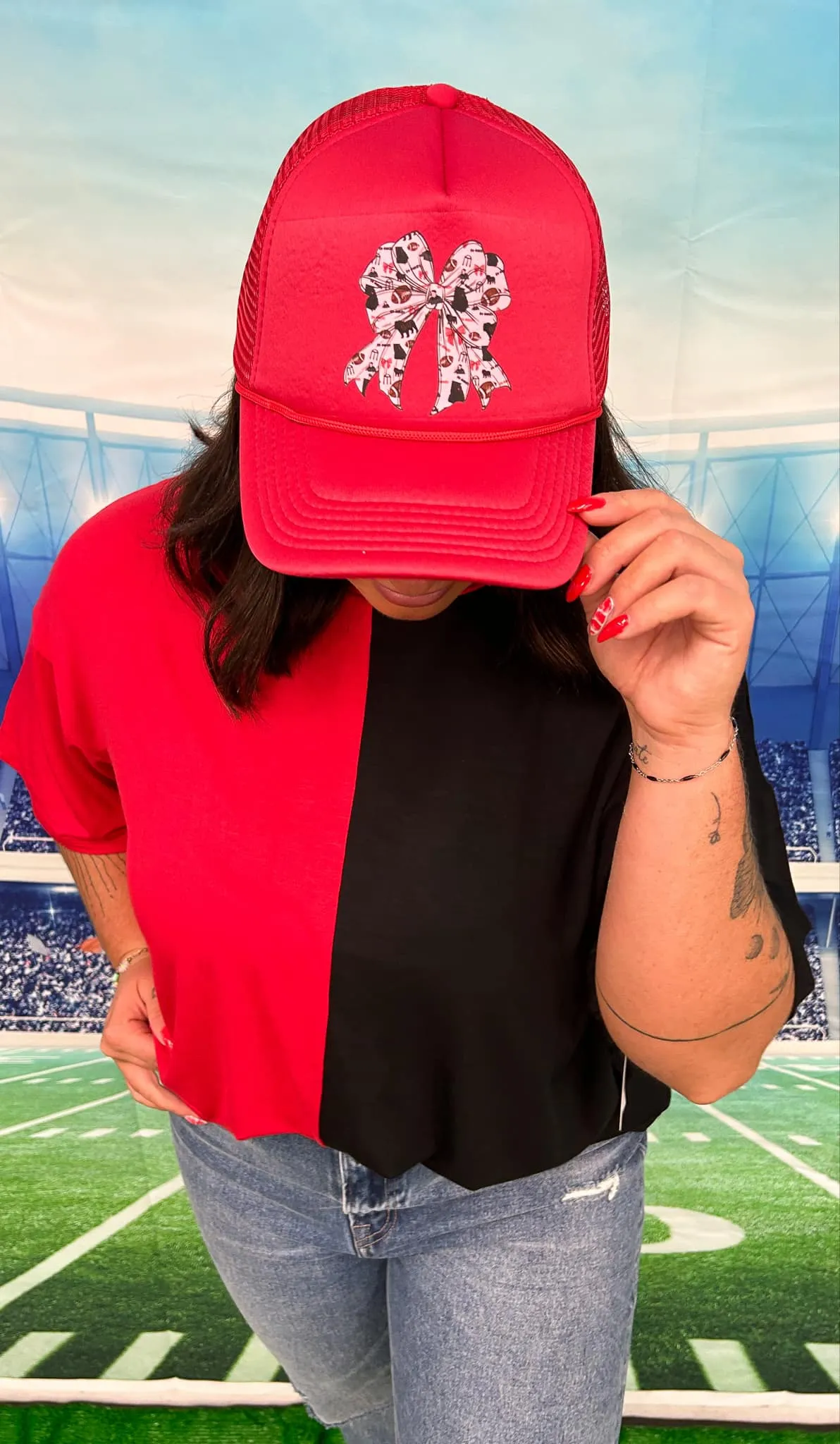 Football Bow Hat | Red