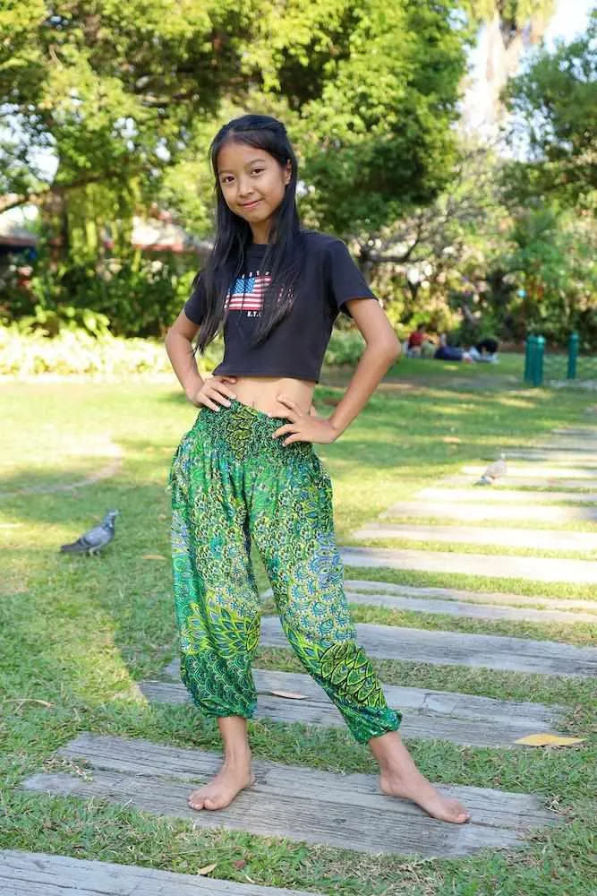 GIRLS & BOYS PEACOCK BOHO PANTS