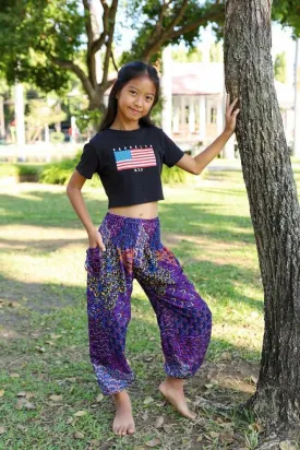 GIRLS & BOYS PEACOCK BOHO PANTS