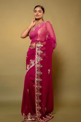 Gotapatti work Chiffon Saree