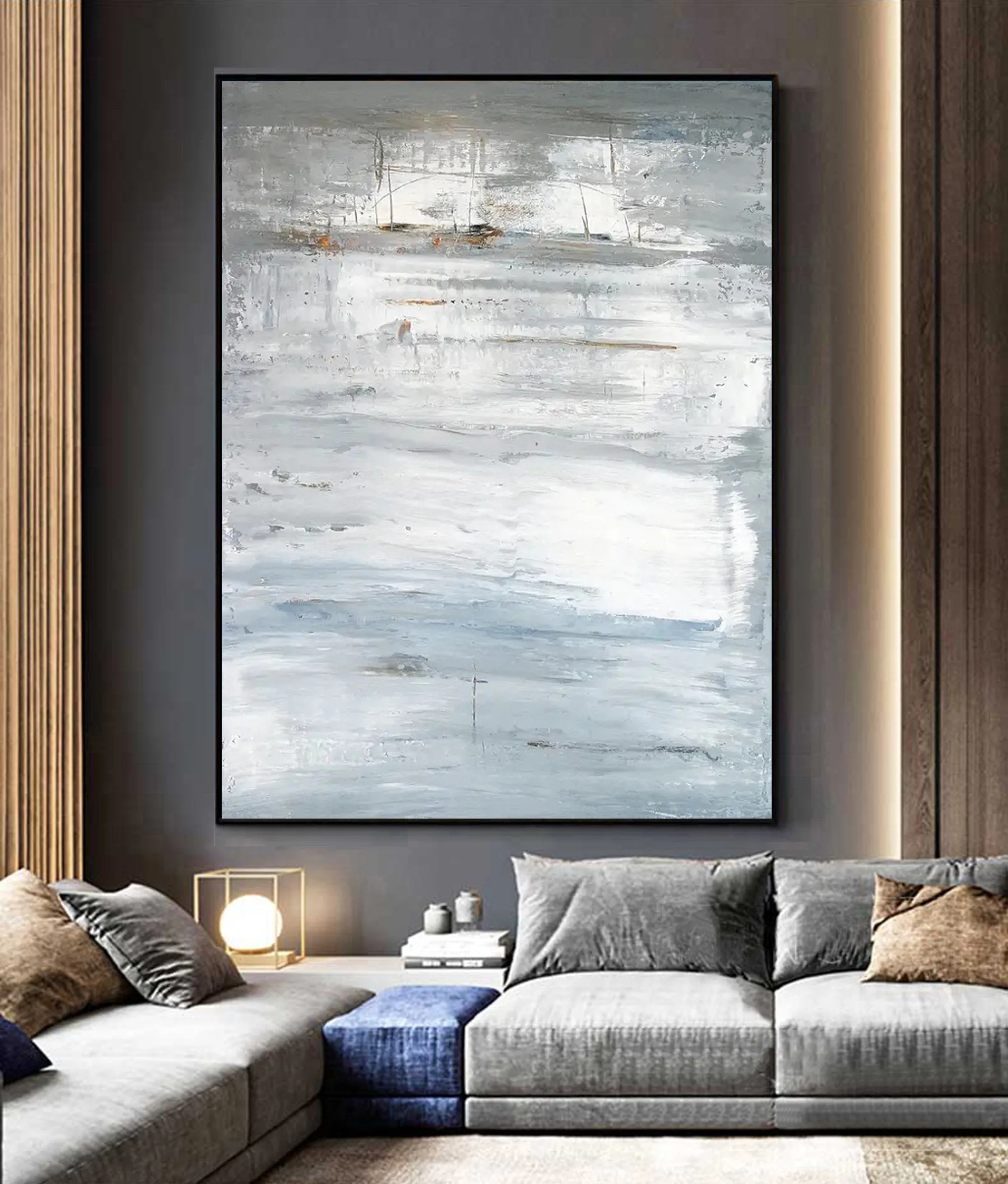 Grey Abstract Painting Blue Abstract Painting On Canvas Op033