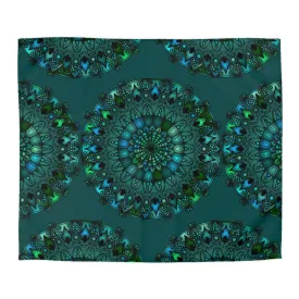 Hand-drawn Mandala Art Green Duvet Cover