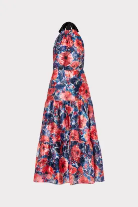 Hayden Watercolor Poppy Jacquard Dress