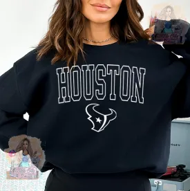 Houston Texans White font -BLACK sweater