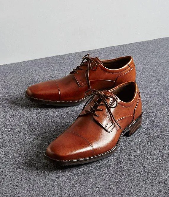 JOHNSTON & MURPHY TAN LANCASTER DRESS CAP TOE OXFORD