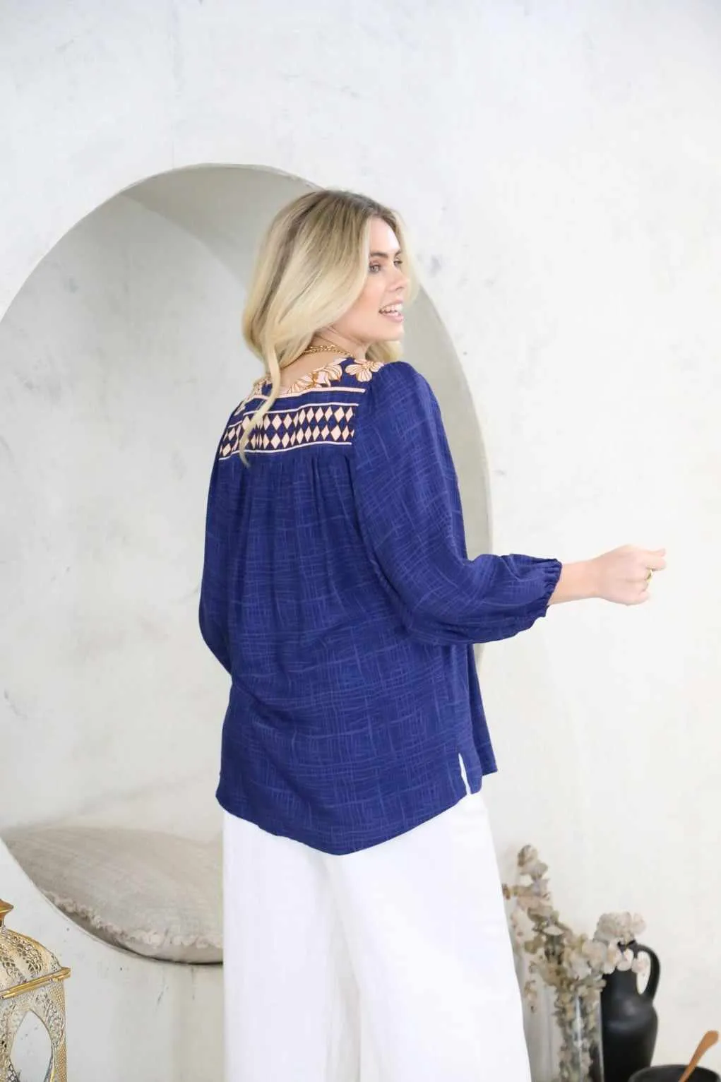 Julie Blouse Top V Neck in Marrakech Collection