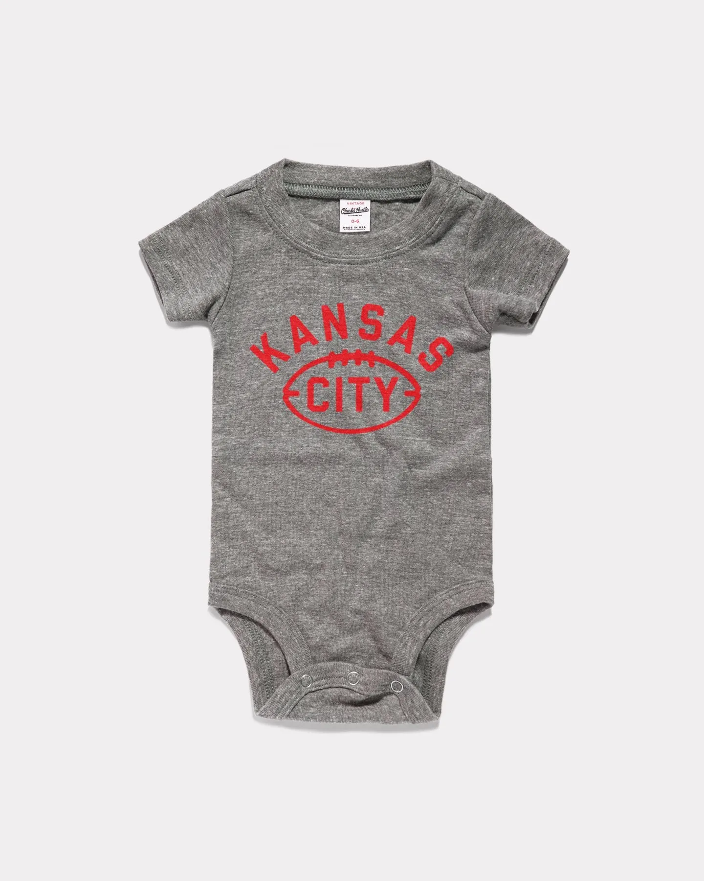 Kansas City Football Vintage Grey Onesie