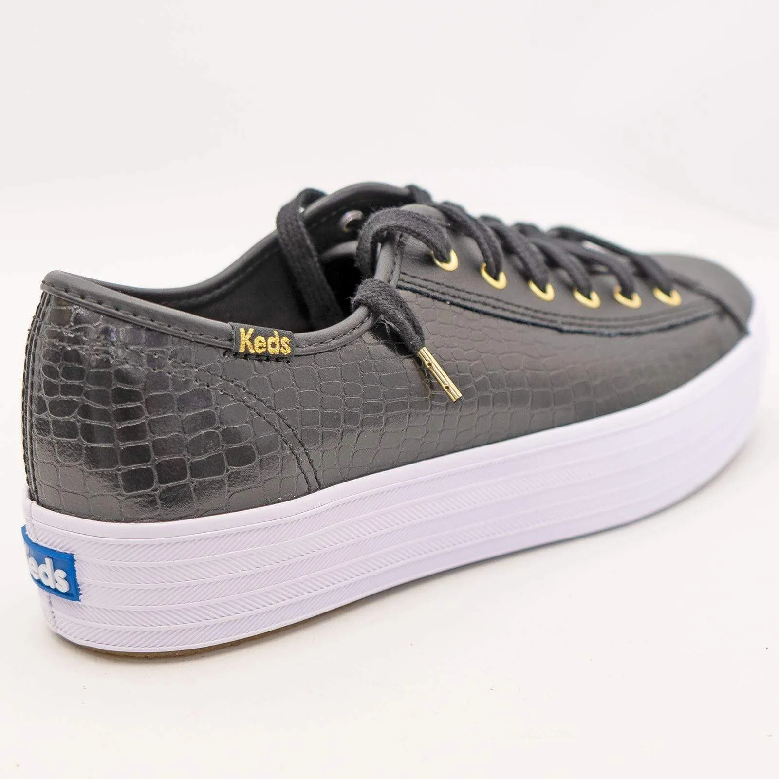 Keds Shoes Triple Kick Croc Leather Black Trainers