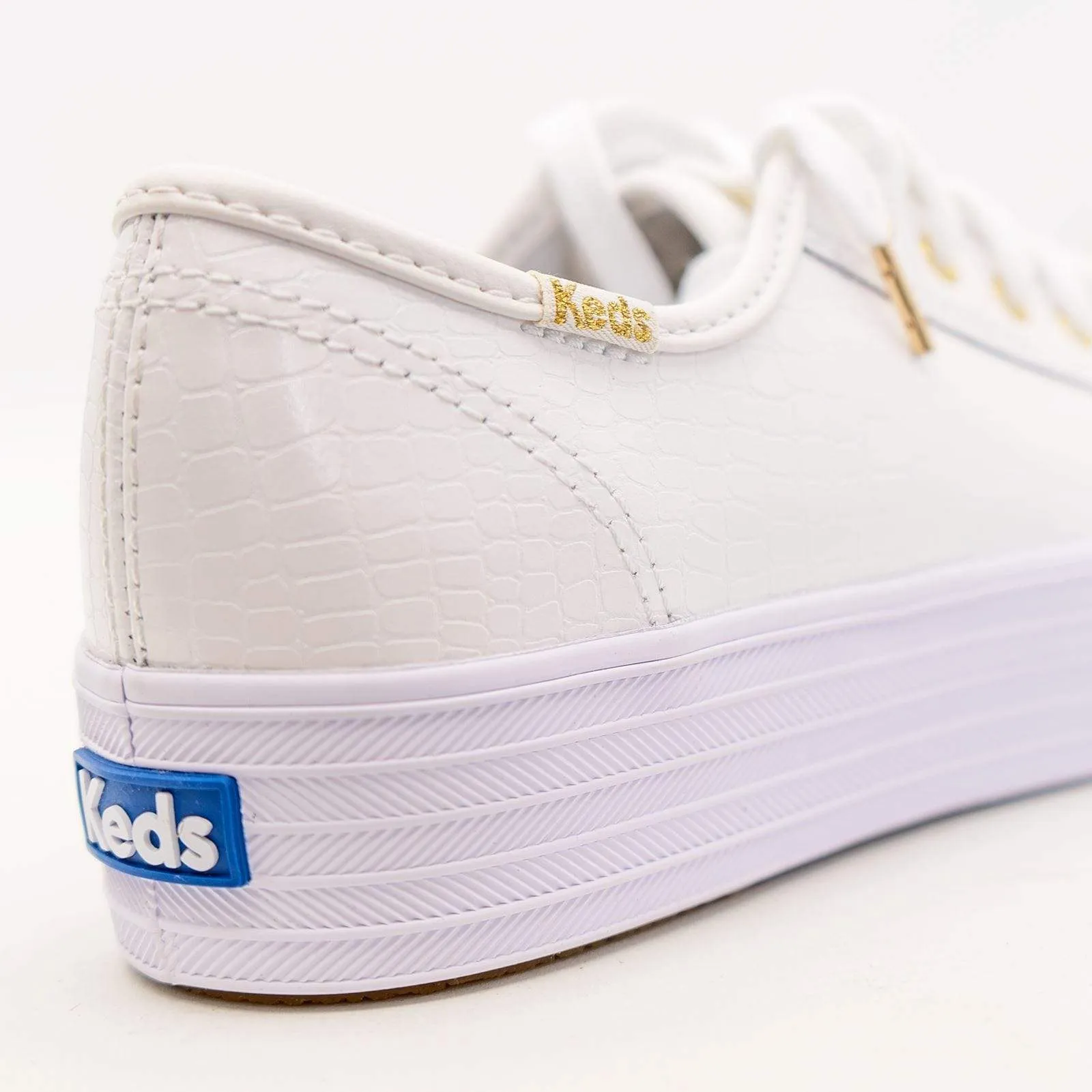 Keds Shoes Triple Kick Croc Leather White Trainers