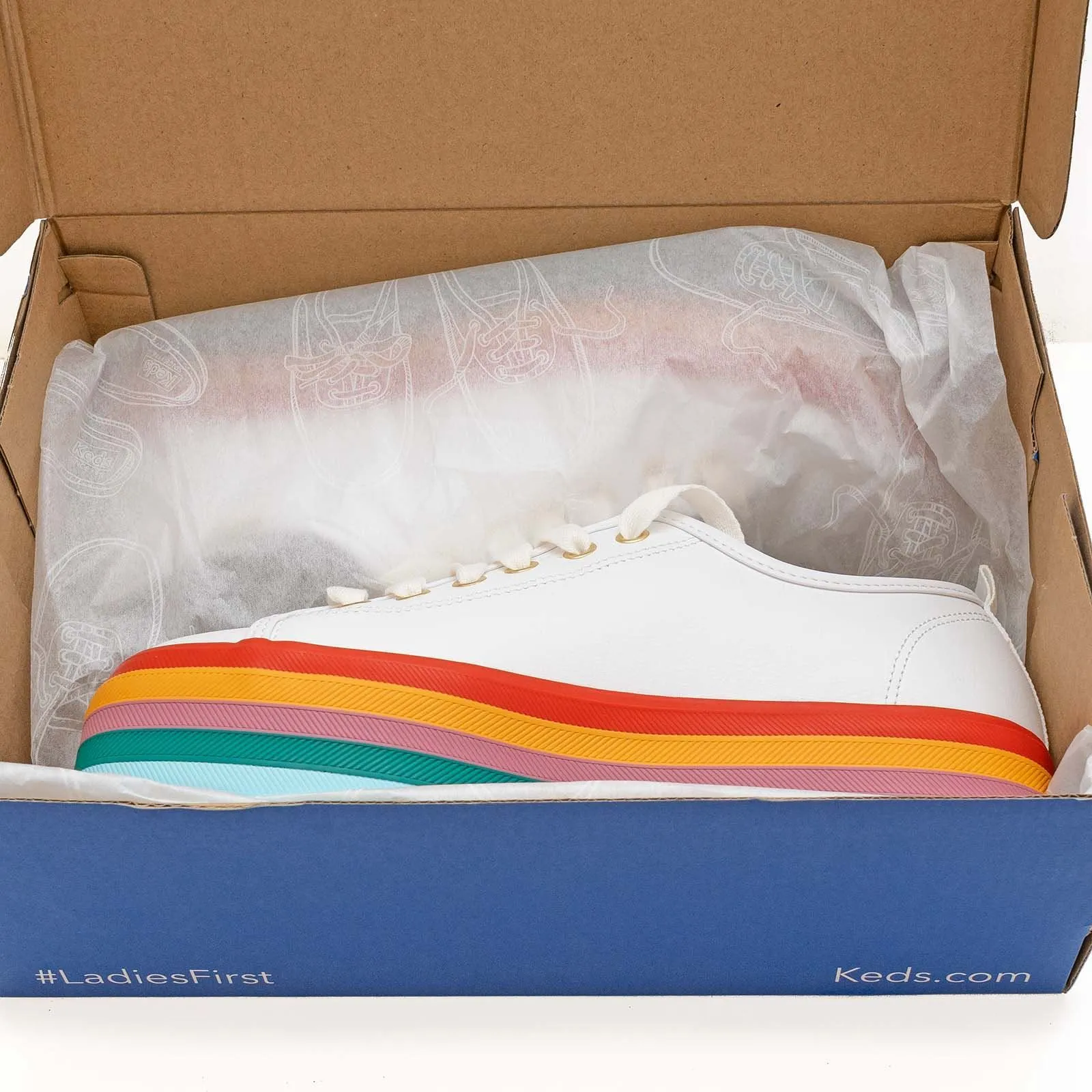 Keds Shoes Triple Up Rainbow Leather White Trainers