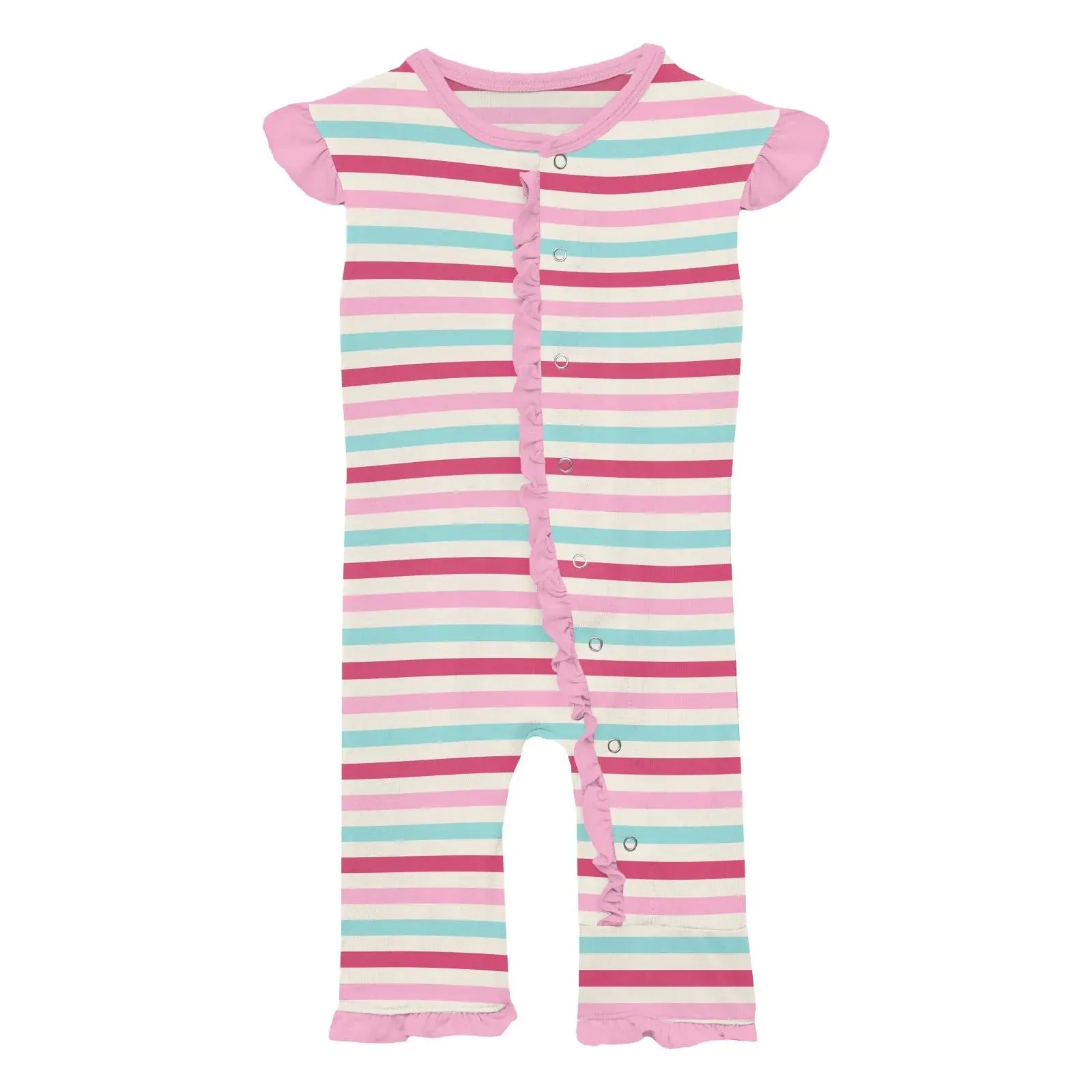 Kickee Pants Print Ruffle Tank Romper in Sock Hop Stripe