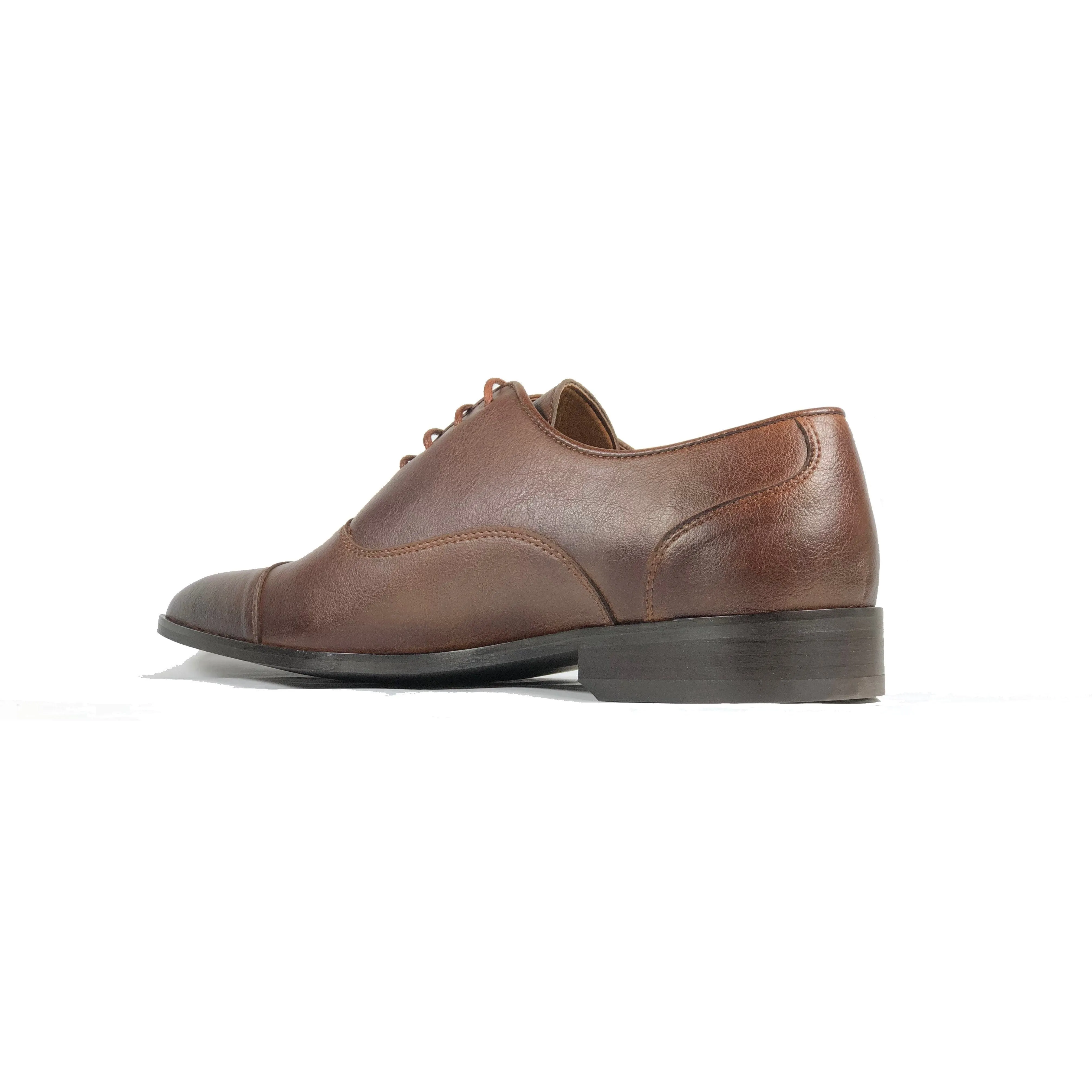 'Laurent' Cap-Toe Vegan Oxford by Zette Shoes - Chestnut