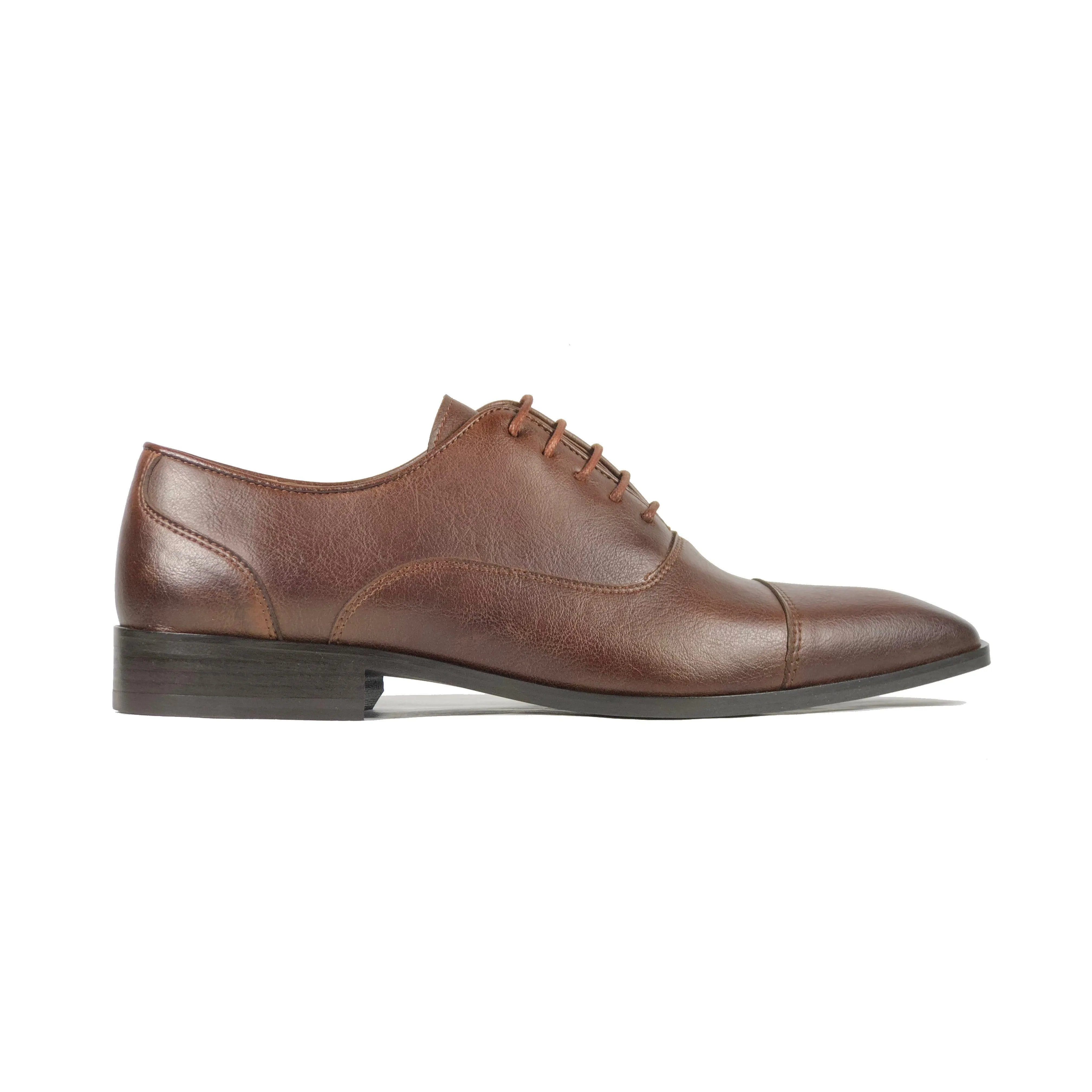 'Laurent' Cap-Toe Vegan Oxford by Zette Shoes - Chestnut