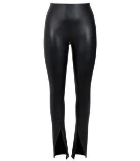 Leather-Like Front Slit Skinny Pant