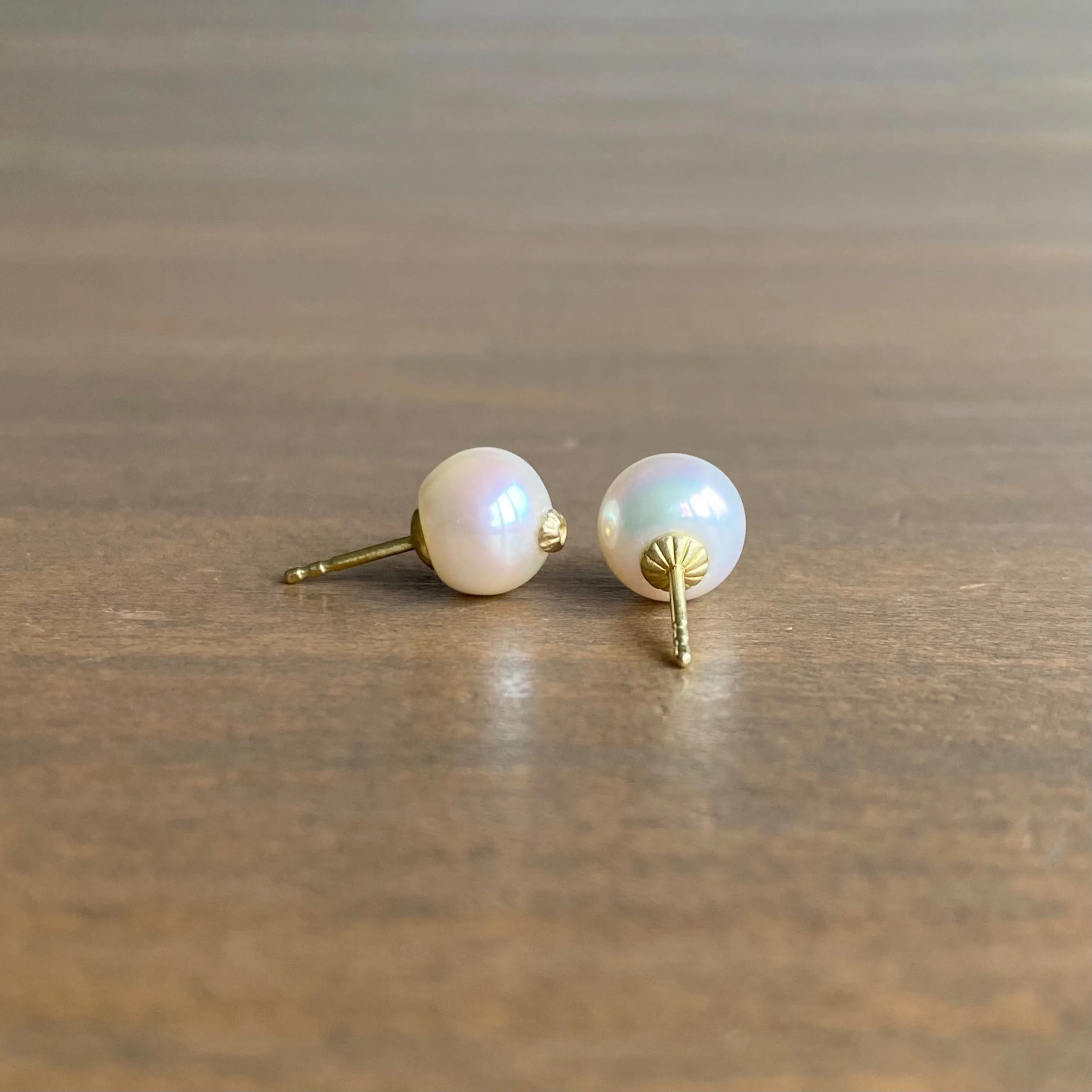 Little Pearl Studs with Gold Barnacles