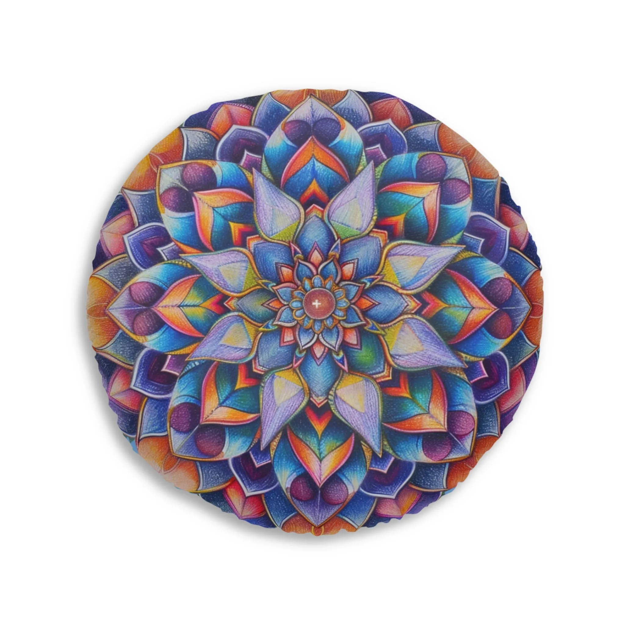 Mandala Art Floor Cushion - Tufted Round Pillow