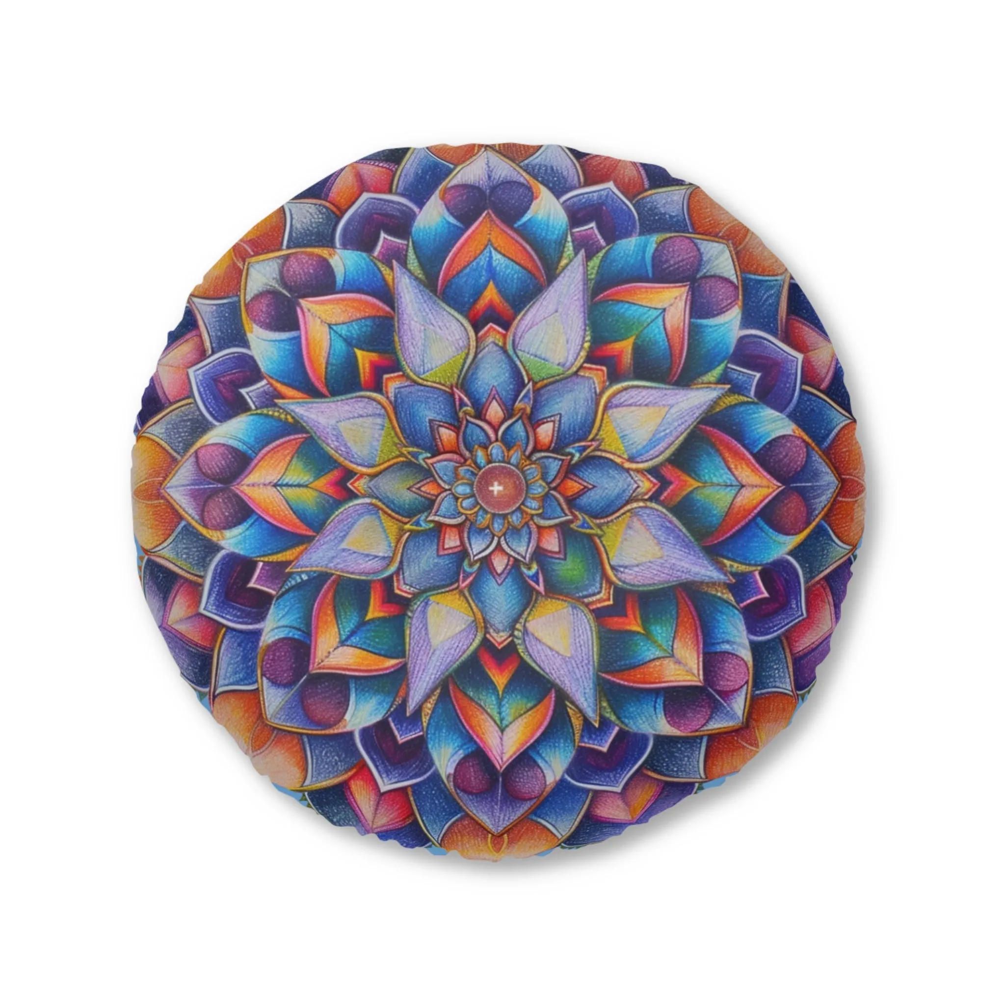 Mandala Art Floor Cushion - Tufted Round Pillow