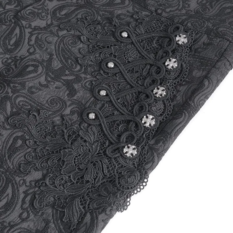 Men's Gothic Floral Embroidered Jacquard Pants