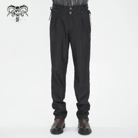 Men's Gothic High-waisted Lace-up Striped Pants